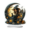 thumbnail image 4 of Halloween Decorations Qwtwty Halloween Pumpkin House And Witch Romantic Scene Flat Acrylic Table Decoration, 4 of 9