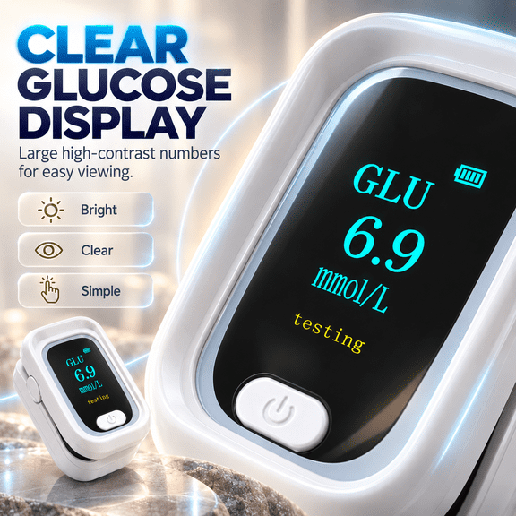 LaseLocks 1pc Rechargeable Blood Glucose Monitor, OLED Display Home Health Monitoring Device