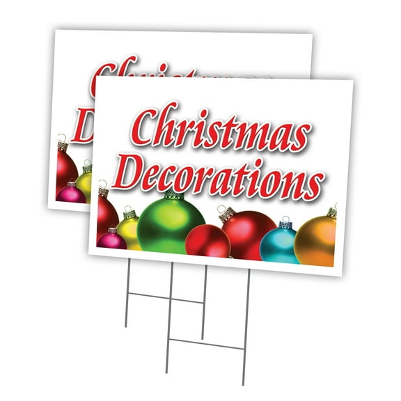 CHRISTMAS DECORATIONS 2 Pack Of 12" x 16" Yard Sign & Stake outdoor plastic window | Advertise Your Business | Stake Included Image On Front Only | Made in The USA