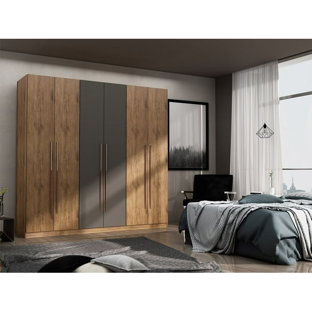 Maintaining a clean closet doesn't have to. manhattan comfort gramercy modern freestanding wardrobe armoire closet in nature and textured grey