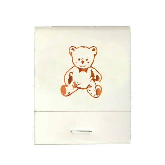 50 White 20 Strike Matches with  Printed Bear in Metallic Copper Matchbooks for Wedding, Anniversary, Birthdays etc