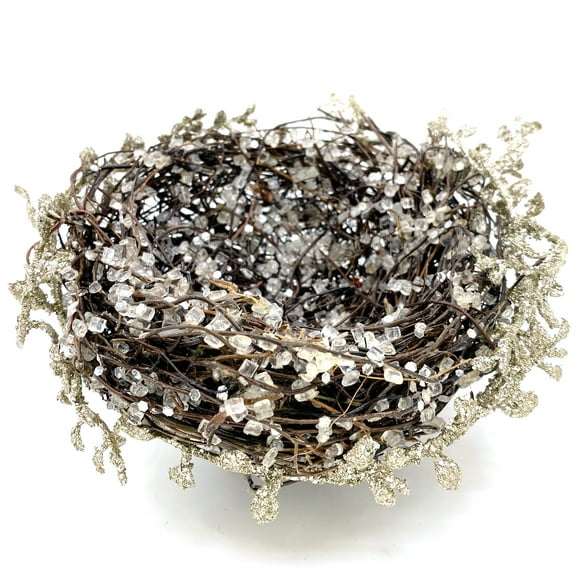 Bird Nest Ornament - Christmas Holiday Decoration for Christmas Tree, Centerpiece, Holiday Decor- 6"