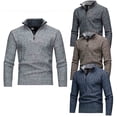 thumbnail image 2 of ZCFZJW Fashion Quarter Zip Sweater Men's Sherpa Fleece Pullover Sweaters Stretch Plush Thick Warm Cable Knit Long Sleeve Turtlneck Sweater Coffee XXXL, 2 of 4