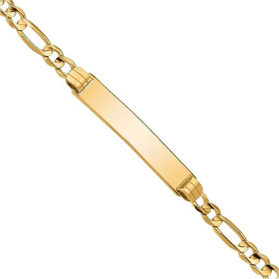 10K Solid Yellow Gold Figaro Link Name Bar Identification ID Bracelet