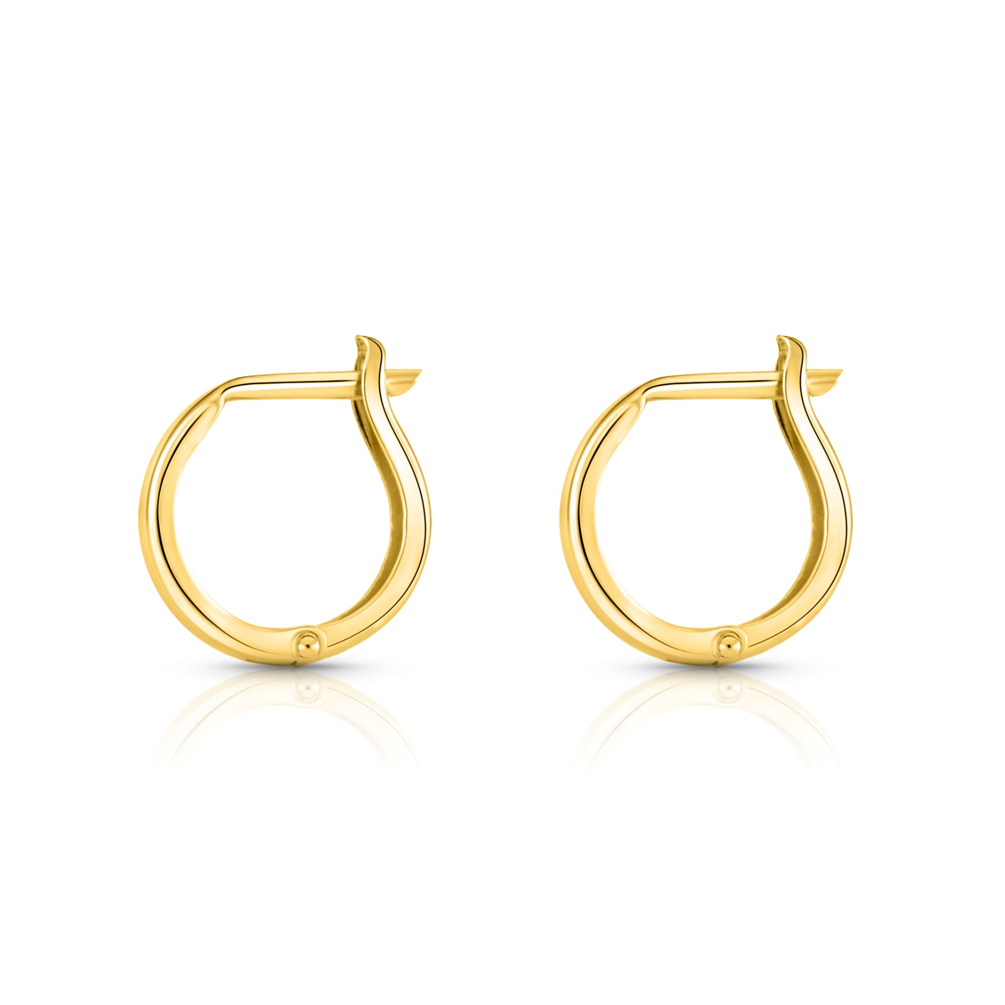 Tilo Jewelry 14K Yellow Gold Shiny Round Plain Huggie Hoop Earrings | Handmade Fine Jewelry | Women & Unisex