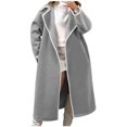 thumbnail image 2 of Antinious Womens Solid Double Sided Long Sleeve Woven Lapel Windproof Fleece Overcoat,Trench Coat Women,Jackets for Women Trendy,Gray,M, 2 of 5