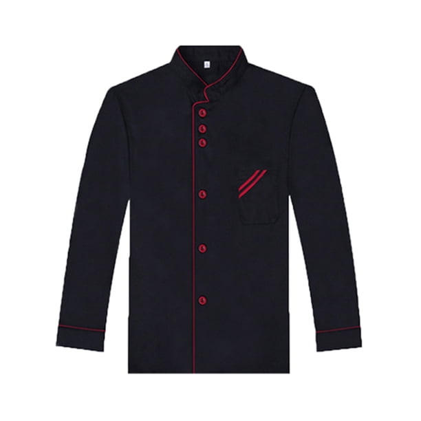 FELTECHELECTR Uniforme de chef unisex de manga larga, básico, para catering, panadería, hotel y restaurante, talla XXXL (negro).