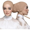 thumbnail image 5 of 3PCS Women Under Hijab Cap Stretchy: Muslim Hijab Undercap Non Slip, Hijab Caps Under Scarf Sleeping Cap, Tie-Back Super Soft, 5 of 7