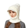 thumbnail image 2 of Women’s 3-in-1 Pom-Pom Bill Knitted Balaclava - Fleece-Lined Hat Scarf Mask Set, Upgraded Windproof Warm Winter Headwear, Soft Thickened Design for Cold Weather, Stylish Outdoor Accessory, B, 2 of 7