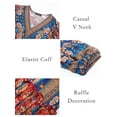 thumbnail image 4 of Liacowi Women Boho Floral Print Dress Tunic T shirt Summer 3/4 Sleeve V Neck Beach Dress Flowy Swing Casual Short Dress, 4 of 5