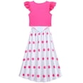 thumbnail image 6 of Halloween Costume Little Shepherdess Cosplay Outfits Flutter Sleeve Pink Top with White Polka Dot Long Skirt Set for Halloween Dress Up,Size 110, 6 of 7