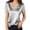 Grey, variant on Summer T Shirts for Women Fashion Short Sleeve V Neck Casual Basic Top with Mesh Yoke Blue L
