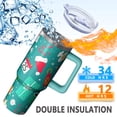 thumbnail image 3 of Holiday Christmas Reindeer 40oz Stainless Steel Tumbler with Handle and Straw, Insulated Coffee Cup, Leak Proof Travel Mug Gifts for Women, 3 of 4