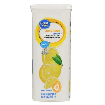 (12 Pack) Great Value Drink Mix, Lemonade, Sugar-Free, 3.2 oz, 6