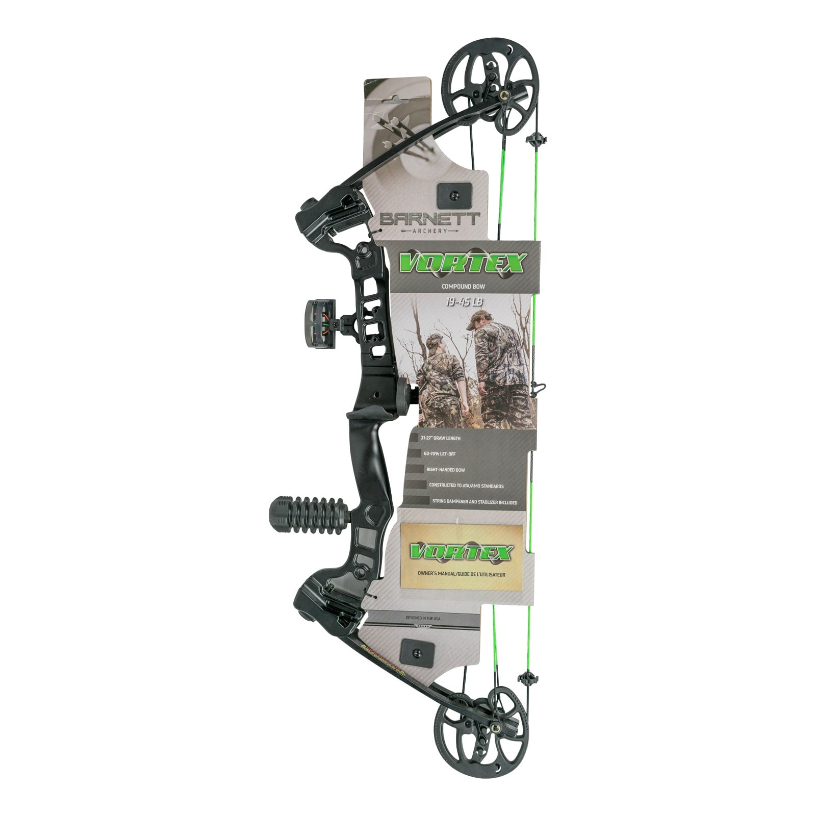 Barnett Outdoors Black Youth Vortex Compound Bow Right Handed, 19-45lb Draw, 21-27&quot; Draw Length