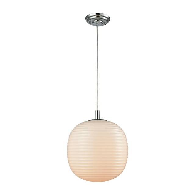 Beehive 1 Light Pendant In Polished Chrome With Opal White Beehive Glass - Includes Recessed Lighting Kit