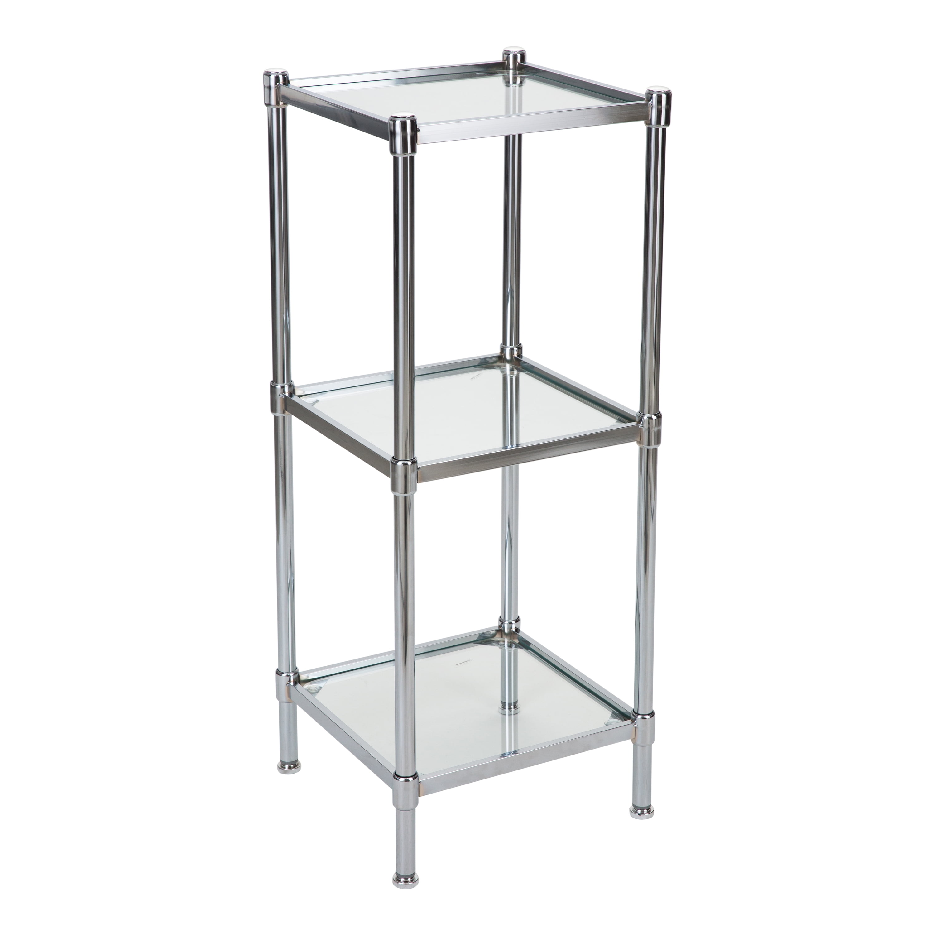 Neu Home 3 Tier Freestanding Tempered, Stainless Steel And Glass Shelving Units