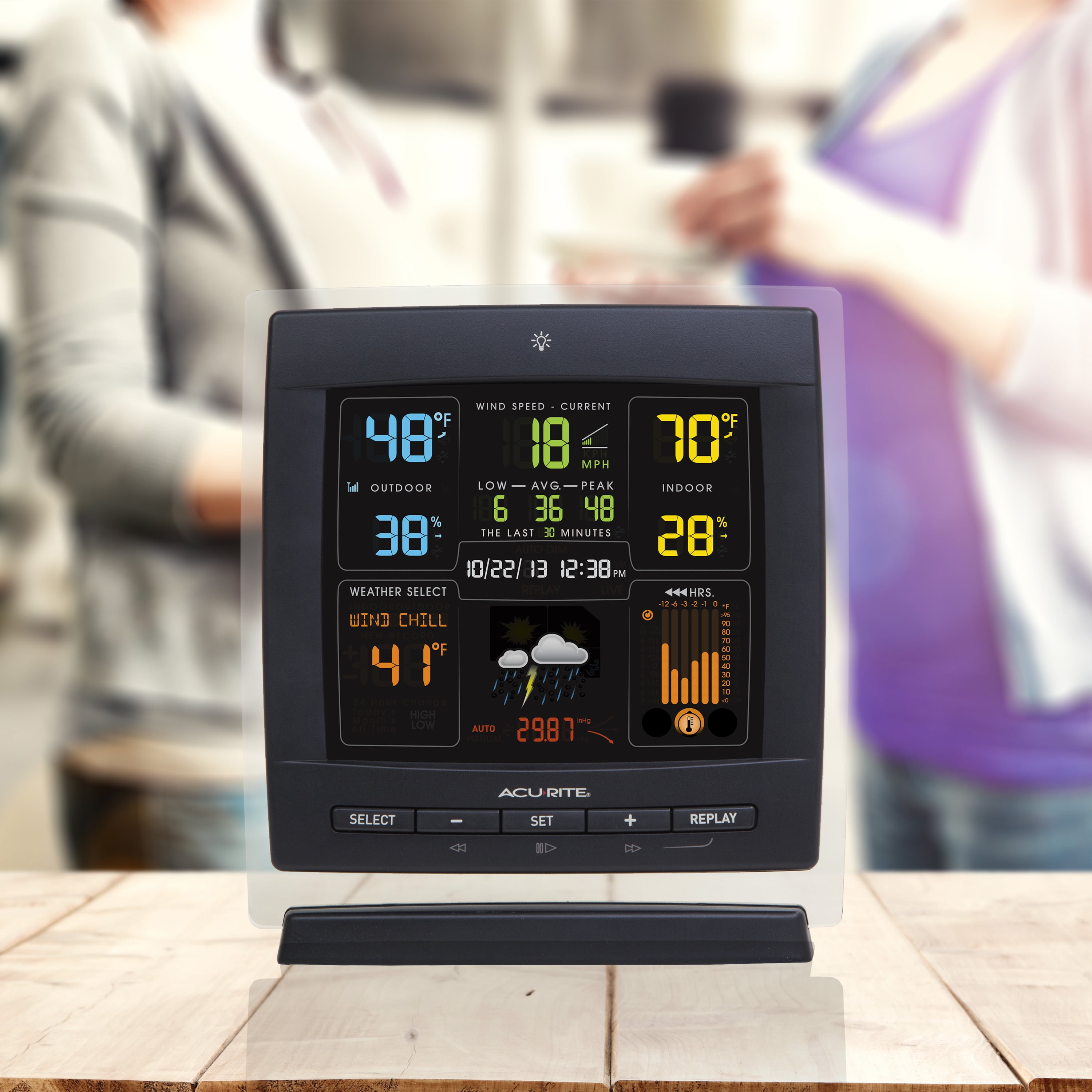 AcuRite Notos® (3-in-1) Weather Station with Reverse Color Display (Dark Theme) (00622MCB)