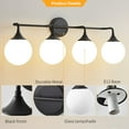 thumbnail image 5 of Bathroom vanity lights black 4 light modern vanity light fixtures, 5 of 6