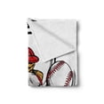 thumbnail image 2 of Teen Room Soft Flannel Fleece Throw Blanket, Baseball Cartoon Style Player Hitting the Ball Boys Kids Caricature Print, Cozy Plush for Indoor and Outdoor Use, 50" x 70", Grey Red White, by Ambesonne, 2 of 6