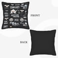thumbnail image 6 of Set of 2 Decorative Throw Pillow Covers 18x18in - Black Background with White & Orange Abstract Text & Shapes for Couch Bed Car, 6 of 8