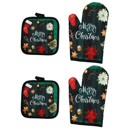 

NUOLUX 1 Set Christmas Kitchen Oven Heat Resistant Gloves Creative Insulation Pads