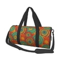 thumbnail image 2 of Xecao Abstract Pattern print Round Travel Duffel Bag is a foldable gym bag with an inner pocket, perfect for travel sports, 2 of 8