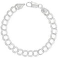 thumbnail image 1 of Sterling Silver Double Link Charm Bracelet 8 mm medium Large Nickel Free Italy, 5/16 wide 7 inch, 1 of 2
