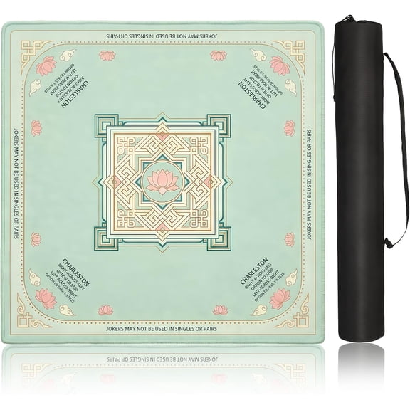 Mahjong Mat for Table 31.5" x 31.5" Noise Reduction & Non-Slip Rubber Mahjong Mats Thick Waterproof Square Table Cover for Board Games, Card Games (Green)