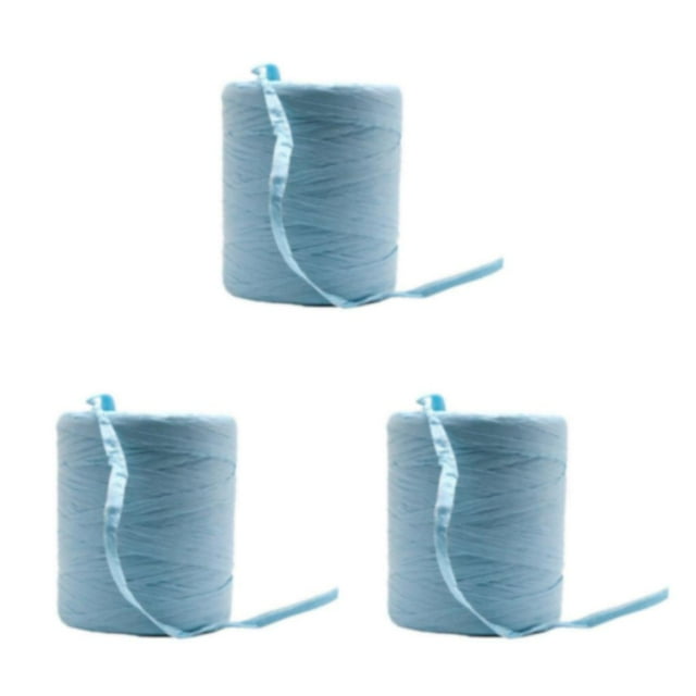 Thinsony Natural Paper Ribbon For Wonderful DIY Projects Creative Easy To Wide Application Solid Crochet Yarn sky blue 3Set