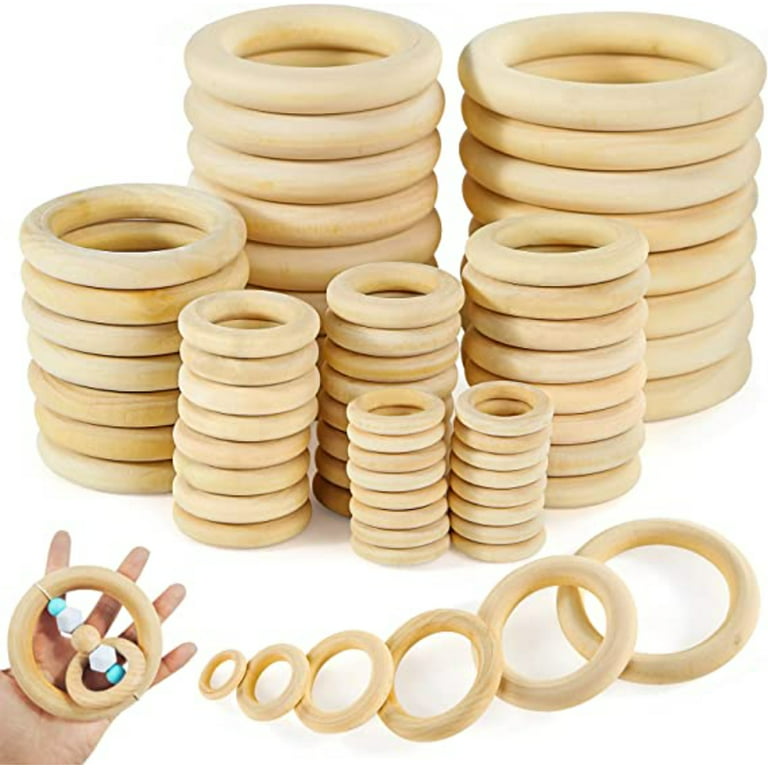 SUTENG 64 PCS 6 Sizes Natural Wood Rings, Smooth Unfinished Wood Rings for  Crafts, Rings Rings and Connectors for Jewelry Making 