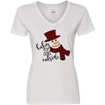 thumbnail image 3 of Inktastic Baby It's Cold Outside Cute Snowman in Plaid Print Women's V-Neck T-Shirt, 3 of 5
