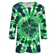 thumbnail image 4 of TrendVibe365 St Patricks Day Womens Plus Size Tops 3/4 Sleeve Loose Green Crew Neck Polyester Casual St. Patricks Day Blouse Tops for Irish Themed Gifts L, 4 of 5