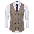 thumbnail image 2 of Odeerbi Clearance Blazer for Men Woolen Double-breasted Vest Suit Retro Business Waistcoat Khaki, 2 of 9