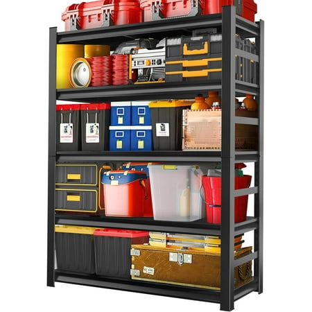 72" H|48" W Garage Shelving and Storage - 5 Tier Heavy Duty Adjustable Shelving - Moisture and Rust Resistant