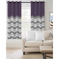 thumbnail image 2 of Grey Chevron Blackout Curtains, Light Blocking Print Window Curtains, Geometric Purple Print Wavy Striped White Thermal Insulated Window Drapes for Living Room Kitchen Cafe 2 Panels, 104"W x 63"L, 2 of 9