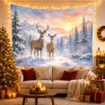 thumbnail image 3 of Buck and Doe Among Snowy Evergreens at Sunset, Peaceful Watercolor for Wildlife Fans, Deer Mountain Art, Housewarming Gift, Tapestry Wall Hanging for Bedroom and Living Room, 3 of 7