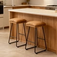thumbnail image 5 of LEDREM Set of 2 Counter Height Bar Stools, 25.6-Inch Kitchen Island Stools with Soft Cushion & Sled Base, Synthetic Leather, 5 of 6