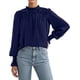 thumbnail image 1 of Blusa para Mujer PRETTYGARDEN Azul Marino Satén Manga Larga Talle Grande, 1 of 8