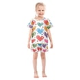 thumbnail image 3 of Love Orange Green Tile Pattern Summer Pajama Set Soft Cotton Short Sleeve Sleepwear 2PCS Pajama Sets Breathable Lounge Set Size 5Y, 3 of 7