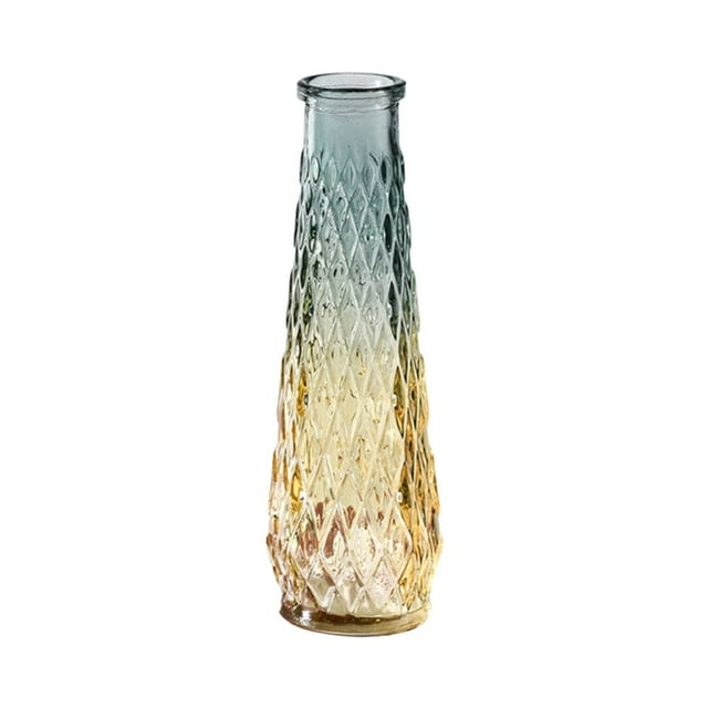 Bud Glass Vase Small Rustic Vintage Flower Bottle 2.5*5 Inch Vases Embossed Design Centerpiece Decor Flower Bottle Vase