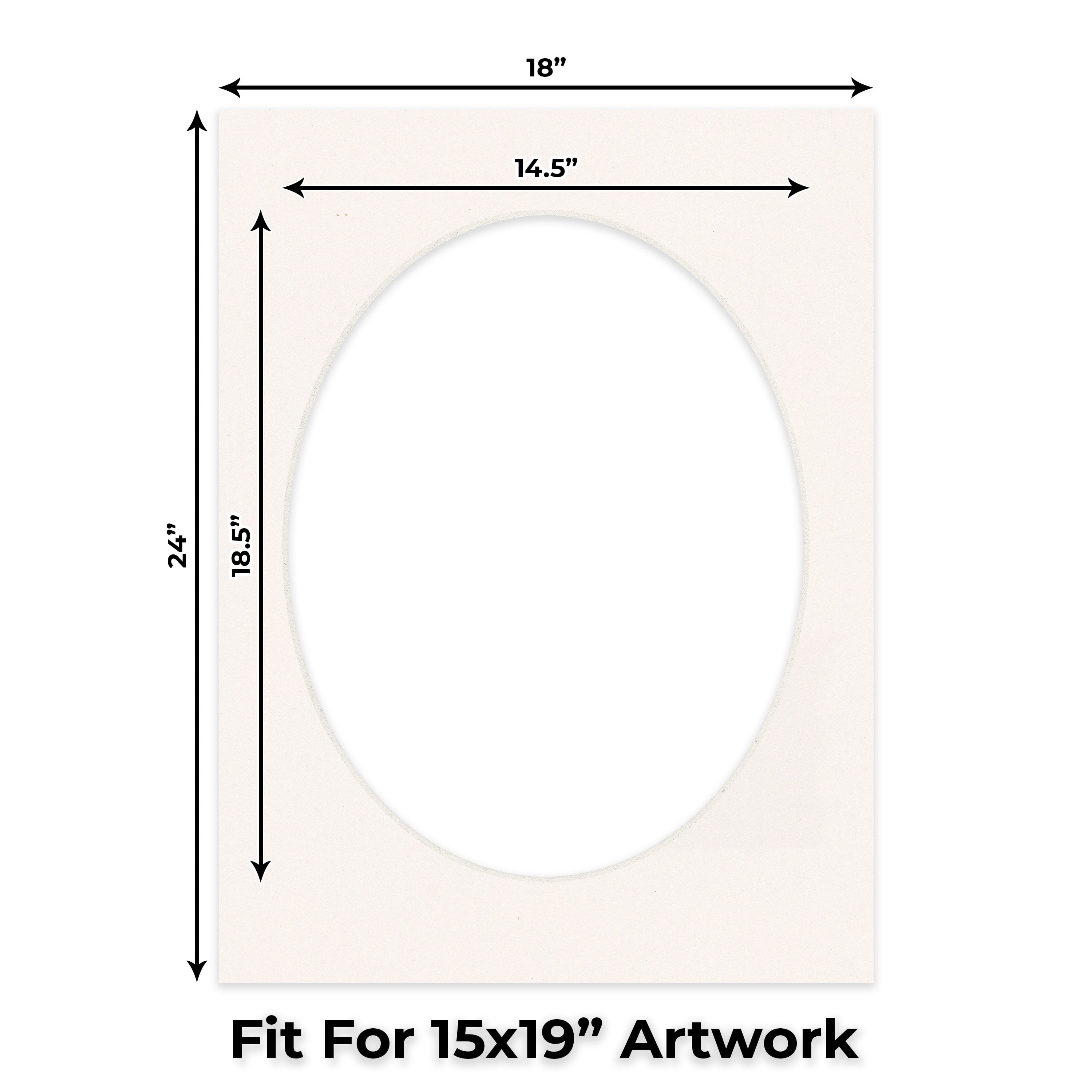 Silver Mist Picture Frame Mat for 18x24 Frames - Oval Opening for 15x19 Photos - 1 Mat