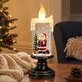 thumbnail image 3 of Christmas Snow Globe Candle Lamp Santa Claus Lighted Swirling Water Snowflake Tabletop Decor, 3 of 5