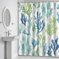 thumbnail image 6 of Ocean Teal Bathroom Shower Curtain, Blue Green Coral Underwater Garden Coastal Waterproof Washable Soft Bath Curtain for Bathtub Decor with 12 Hooks&Grommet, 54x78 Inch, 6 of 9