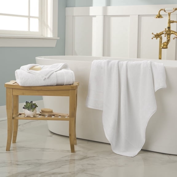 WelHome 100% Cotton 2 Piece Ultra SOFT TWIST Solid Bath Towels Set, White, 600 GSM, 30in x 54in, Highly Absorbent, Bathroom Towels For Everyday Use