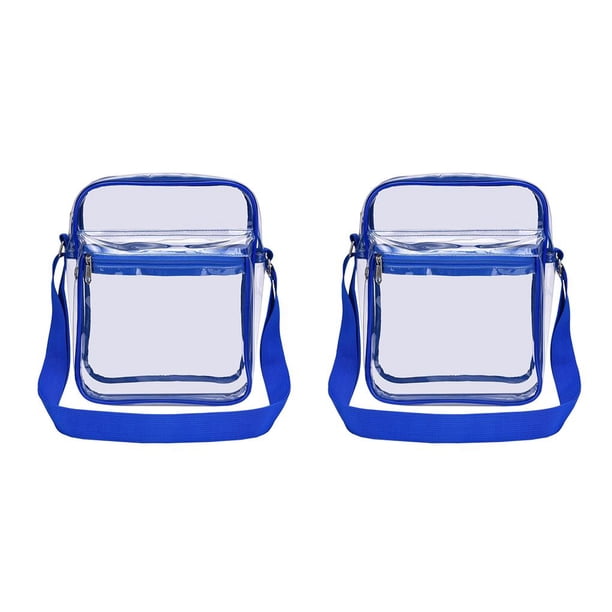 Qarigey Bolso de hombro transparente de PVC, bolso de almacenamiento cruzado impermeable, organizador de estuche informal, bolsas portátiles Azul 2piezas