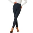 thumbnail image 4 of FAB CURVES Women's Faux Suede Leggings High Waisted Stretch Slim Pants XL Navy Blue, 4 of 6