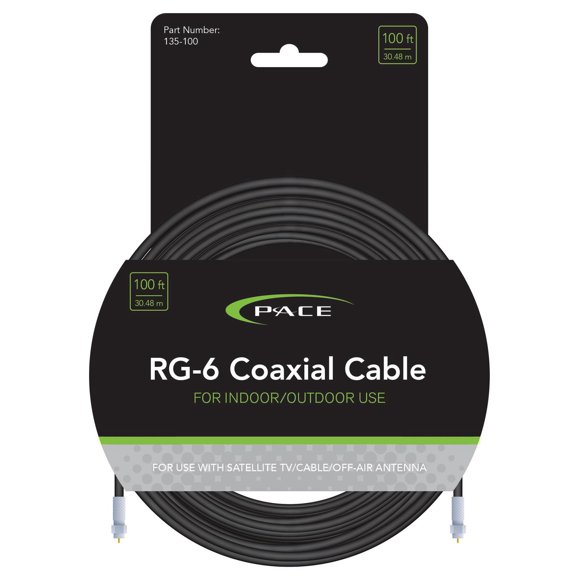 Pace International RG-6 Câble Coaxial / Prend en Charge Téléviseur 4K/3D / Longueur 100 Pieds