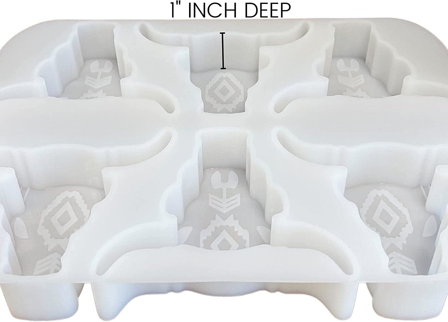 6 Longhorn Freshie Mold Silicone Tray Bulk Wholesale  11.25" Wide x 8" Long x 1" Deep  Multiple Mold for Freshies, Epoxy, Soap  Aztec Bull Skull  Clear Freshie Heat Resistant Aroma Unscented Beads