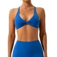 thumbnail image 1 of 1 Set Chinlon Nylon Sports Underwear Solid Set Solid Color Color Replacement Breathable Wire Free Running Jogging Bodybuilding Vest Bra Blue L, 1 of 5